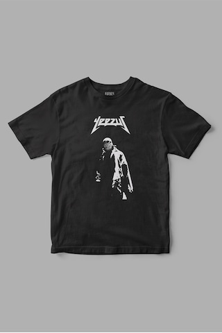 Gries Yeezus Kanye West Baskılı Tişört Siyah