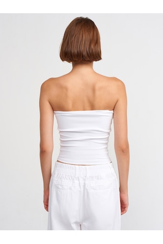Dilvin Baskılı Crop Top 101a20667 Beyaz