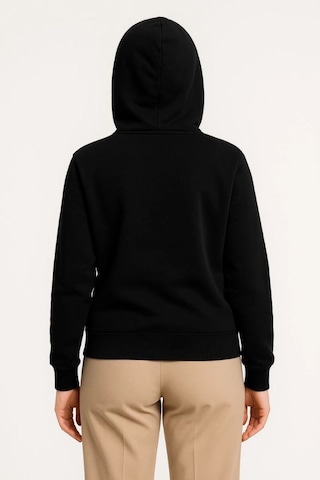 Mbb E-ticaret Kadın 3 İplik Kapüşonlu Tam Fermuarlı Kanguru Cepli Sweatshirt Hoodie - Siyah