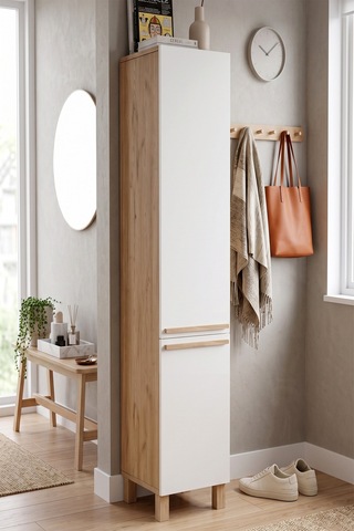 Yurudesign Lusso 2 Kapaklı 8 Raflı Ayakkabılık Çok Amaçlı Dolap Ahşap Ayaklı Sepet-beyaz Lu2-sw