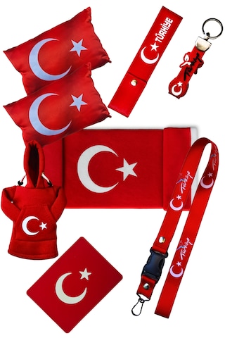 Türk Bayraklı Ayyıldız Desenli Torpido Üstü Koruyucu Pelüş Halı & Araç Oto Aksesuar Seti 1