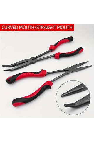 Elmpaly 001 1pc 11 Uzun Menzilli Sivri Burunlu Misina Pensesi Yüksek Karbonlu Çelik Ergonomik Kırmızı Tutma Yeri Balıkçılar İçin Hediye