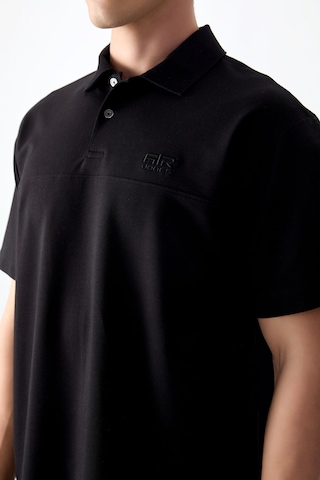 Air Jones Tommy Life Siyah Pamuklu Kalın Yumuşak Dokulu Polo Yaka Oversize Fit Basic Erkek T- Shirt - 88382 Siyah