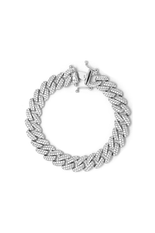 Brezza Lusso Jewelry Gurmet Zincir Model Pırlanta Işıltılı İthal Kadın Gümüş Bileklik 17 Cm