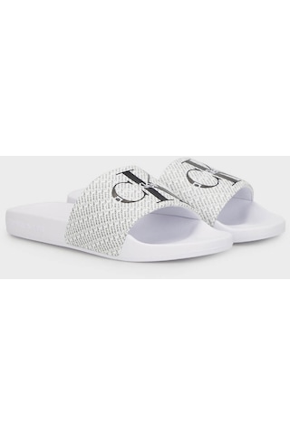 Calvin Klein Kadın Terlik Yw0yw01407 01w Beyaz-siyah Beyaz - Siyah