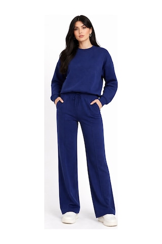 Balenbi Oversize Bisiklet Yaka Basic Modal Kadın Takım 1206 - Form Serisi Lacivert