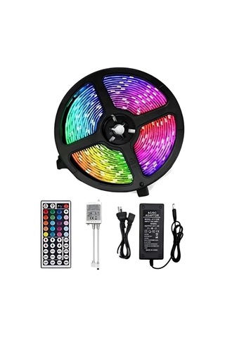 Mey İthalat 5050 Rgb Led Şerit 5 Metre Uzaktan Kumandalı Ortam Aydınlatma Led