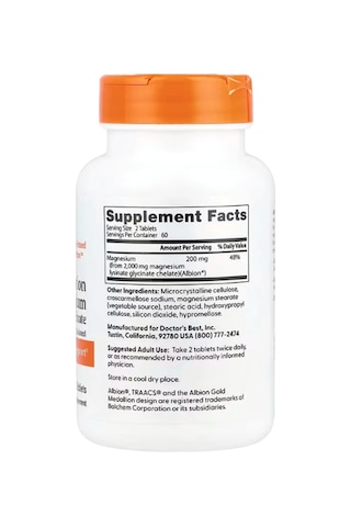 Doctor's Best, High Absorption Magnesium, 200 Mg, 120 Tablets