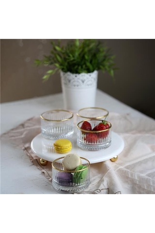 Akayev Mermer Beyaz 25 CM Boncuk Ayak Gold Elysia 4'lü Reçellik I