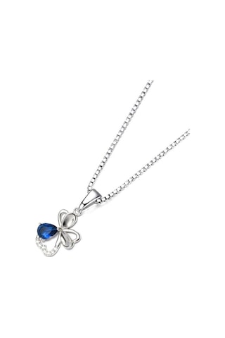 Brezza Lusso Jewelry Diamond Serisi Safir Damla Kalp Çiçek Gümüş Kadın Kolye 45 CM 45 CM
