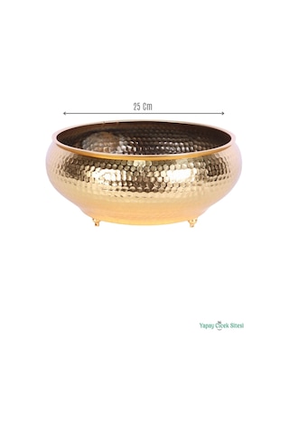 Yapay Çiçek Sitesi Metal Dekoratif Darbeli Ufo Model Saksı 11 Cm Altın