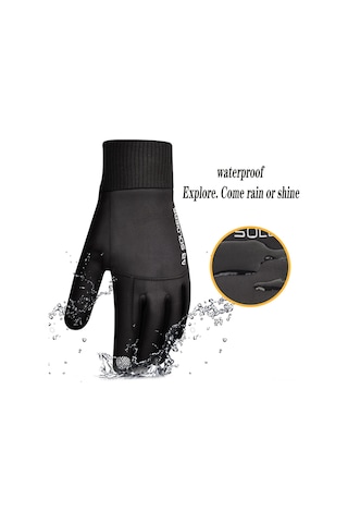 Singree Erkek Kışlık Termal Motosiklet Eldiveni - Su Geçirmez, Rüzgar Koruma, Dokunmatik Ekran Uyumlu, Siyah