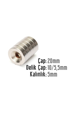 5 Adet 20Mm X 10-5Mm X 5Mm Havşa Delikli Güçlü Neodyum Miknatis N11.24452