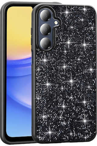 Galaxy A26 Kılıf Parlak Taşlı Tasarım Zore Pırlanta Kapak Siyah