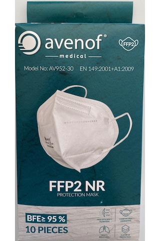 Avenof 5 Katlı Ffp2 N95 Maske 5 x 10'lu