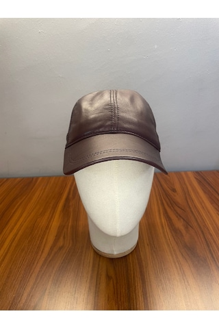 %100 Deri Unisex Standart Kalıp Cap Şapka Bordo
