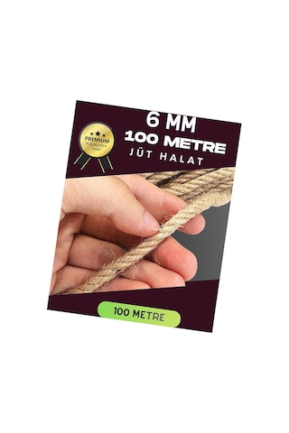 6 Mm 100 Metre Jüt Halat Dekoratif Hasır İp Urgan Süs Evimdeyokyok