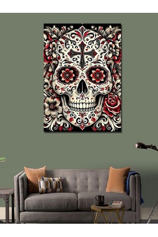 Kanvas Tablo Şeker Kafatası Motifi 70cmx100cm