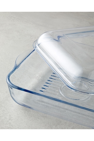 English Home Bake&serve Cam Kapaklı Kare Izgaralı Fırın Kabı 24 X 21,2 Cm Şeffaf Şeffaf
