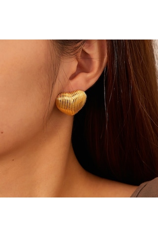 Sones Opk Ge907 1 Çift Vintage Kalp Küpe Geometrik Kişiselleştirilmiş Basit Paslanmaz Çelik Küpe