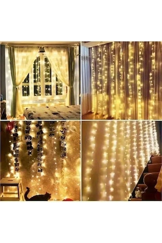 300 Ledli 10 Sarkıt Perde Led Işık-8 Fonksiyon, Uzaktan Kumandalı, 3x3 Metre Çok Renkli