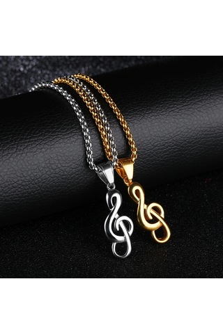Gümüş Opk Yaratıcı Müzik Sembolü Kolye Titanyum Çelik Erkek Kolye Havlu