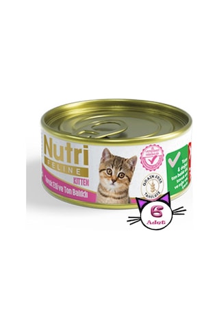 Nutri Feline Kitten Tavuklu ve Ton Balıklı Tahılsız Konserve Yavru Kedi Maması 6 x 85 G