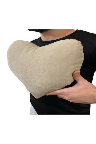 Ruxwoiw Kalp Yastığı %100 Pamuklu %100 Boncuk Elyaf - Bej