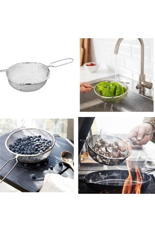 Ikili Paslanmaz Set, Idealısk Paslanmaz Çelik Rende + Orta Boy Paslanmaz Çelik Metal Süzgeç 20 Cm Metalik