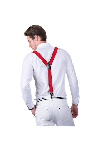 Tudors Düz Erkek Pantolon Askısı-Kırmızı