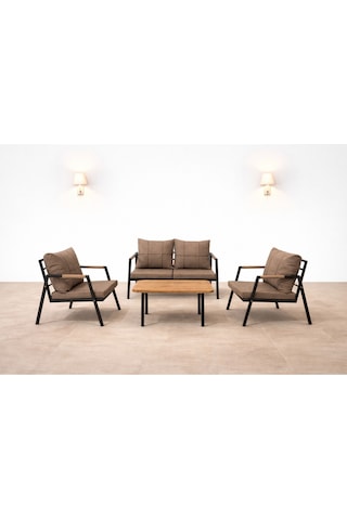 Mb Garden Furnıture Dream Balkon, Bahçe Takımı, Cafe, Metal Kanepe, Koltuk Takımı, Bahçe Mobilyası, 2+1+1 Sehpalı Kahverengi