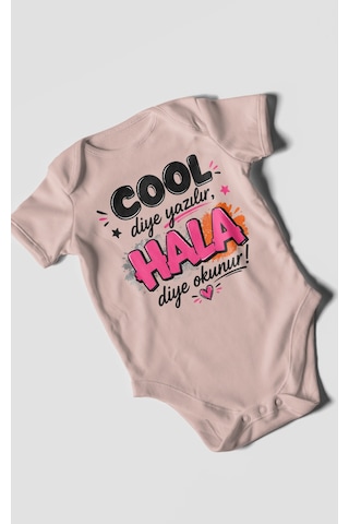 Morivokids Cool Diye Yazılır Hala Diye Okunur Kısa Kollu Bebek Body %100 Pamuk Pastel Pembe