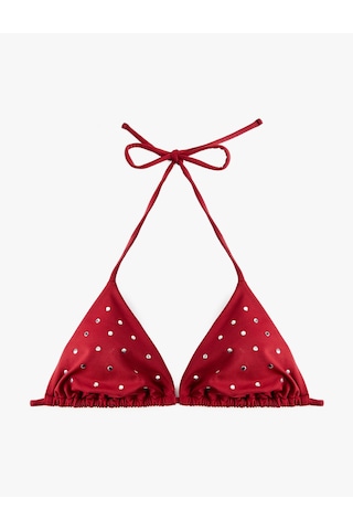 Koton Boyundan Bağlamalı Zımbalı Üçgen Bikini Üstü Bordo 6sak10073mm