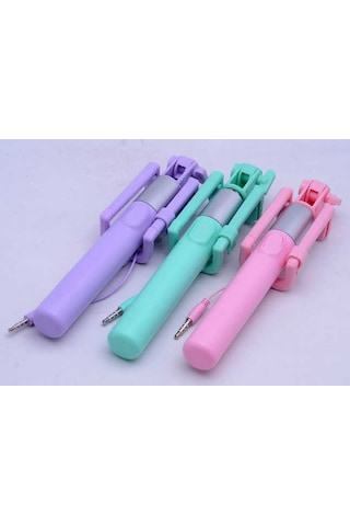 Kilifone - Selfie Çubuğu Monopad Selfie Çubuğu Kablolu - Pembe Koyu - T4954