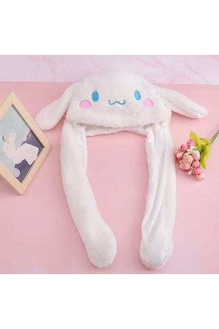Mj Toys Sanrio Kuromi Cinnamoroll My Melody Şapka Kulakları Hareket Eden Şapka Işıklı Modlu Peluş Bere Şapka Beyaz