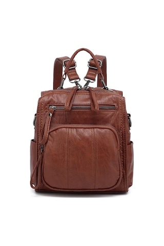 Yıkama Deri Sırt Askılı Kadın Çantası 21k Barcelona 1915 Kahve - Kahve