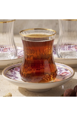 Sandro Moreno 1898 Mistik Gold Optik 12 Parça 6 Kişilik Çay Seti 150 Ml Renkli