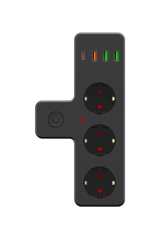 Buffer Termal Akım Korumalı 3 Adet Soket,3 Adet Usb Ve 1 Adet Type-c Girişli 20w Priz Model 3397