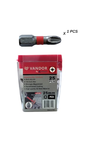 Vandor Anti Slip Bit Kaydırmaz Bits S2 Yüksek Kalite Çelik Pz3 25 - 637962027907