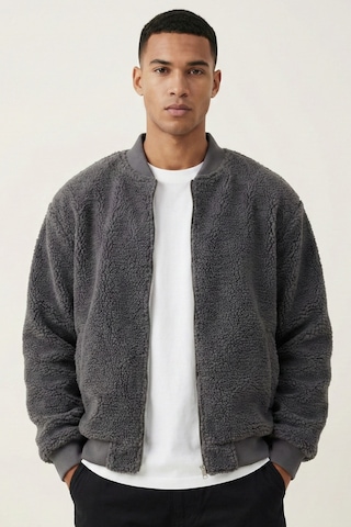 Genius Store Erkek Mont Peluş İçi Astarlı Oversize Geniş Kalıp Sherpa Kuzu Kumaş Spor Mont Füme