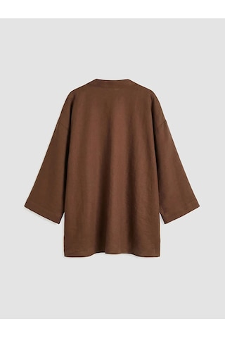 Lc Waikiki Kahverengi Şal Yaka Oversize Kadın Kimono