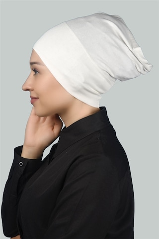 Altobeh Hazır Pratik Geçmeli Uzun Boru Tesettür Bonesi - Ekru