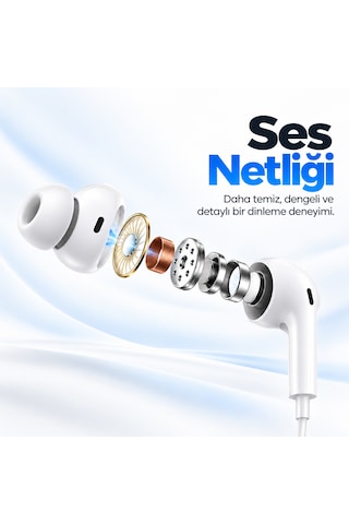 Woyax Mikrofonlu Kablolu Lightning Kulak İçi Kulaklık Silikonlu Güçlü Bass İphone İpad Uyumlu Wy-ec01l