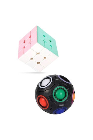 Siyah Gökkuşağı Bulmaca Topu ,speed Cupe Küp Zeka Küpü 3x3 Pastel Renkler Hız Küpü 2 Li Set Eğitici Zeka Oyunu