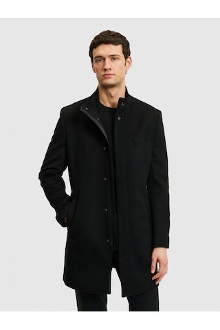 Cacharel Siyah Slim Fit Palto