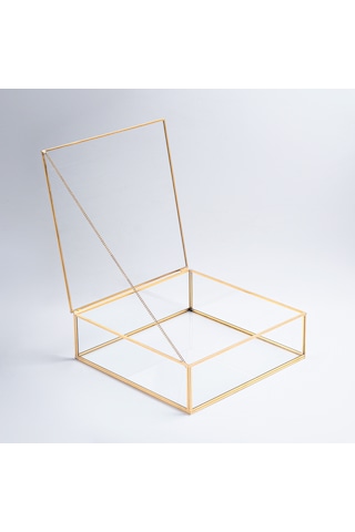 Cam Kutu Pirinç & Gold 30x30x5cm