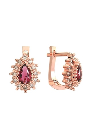 Erdobia 925 Ayar Gümüş Yakut Taşlı Rose Damla Çocuk Küpesi