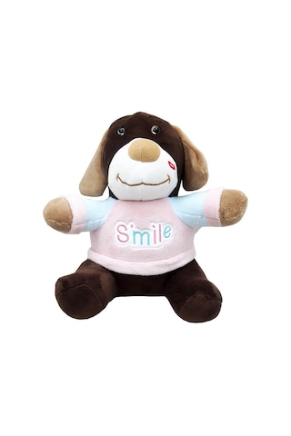 Uyku Ve Oyun Arkadaşım Peluş Smile Köpek Koyu Kahverengi 40cm