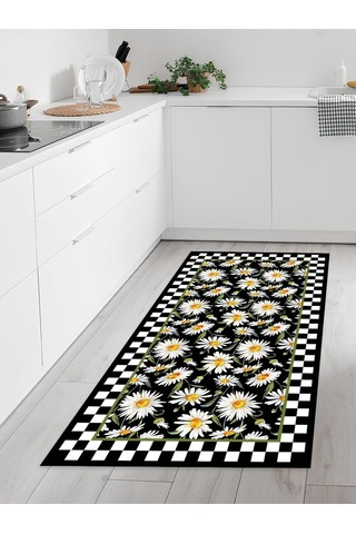 Makinede Yıkanabilir Kaymaz Taban Leke Tutmaz Dijital Baskı Mutfak Halısı 6346m 001