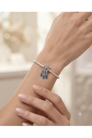 Kadın Rüya Kapanı Model Mavi Renk Detay Gümüş Charm